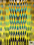 Geometric Kaleidoscope Printed Cotton-Silk Jacquard Shirting Panel - Chartreuse / Teal / Turmeric / Grey