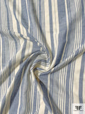 Japanese Extra Soft Double-Layer Vertical Striped Cotton Shirting - Blue / Ivory