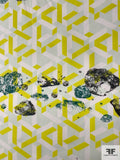 Modern Meteor Printed Cotton Lawn - Chartreuse / Dusty Mint / Teal / Deep Grey