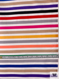 Horizontal Rainbow Striped Printed Stretch Cotton Sateen - Multicolor