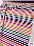 Horizontal Rainbow Striped Printed Stretch Cotton Sateen - Multicolor