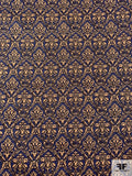 Damask Printed Stretch Cotton Twill - Royal / Tan