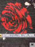 Italian Passionate Rosettes Printed Cotton-Silk Voile - Red / Black / White