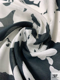 Floral Silhouette Printed Cotton-Silk Voile - Navy / Off-White