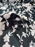 Floral Silhouette Printed Cotton-Silk Voile - Navy / Off-White