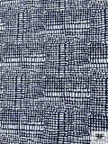 Italian Lattice Web Printed Cotton Lawn - Navy / Light Grey
