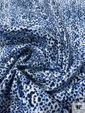 Spotted Animal Pattern Printed Stretch Cotton Twill - Blue / Black / White