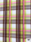Plaid Yarn-Dyed Cotton Shirting - Lime / Burgundy / Pink / Grey