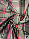 Plaid Yarn-Dyed Cotton Shirting - Magenta / Red / Greys