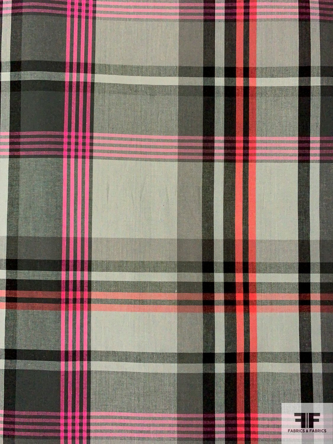 Plaid Yarn-Dyed Cotton Shirting - Magenta / Red / Greys