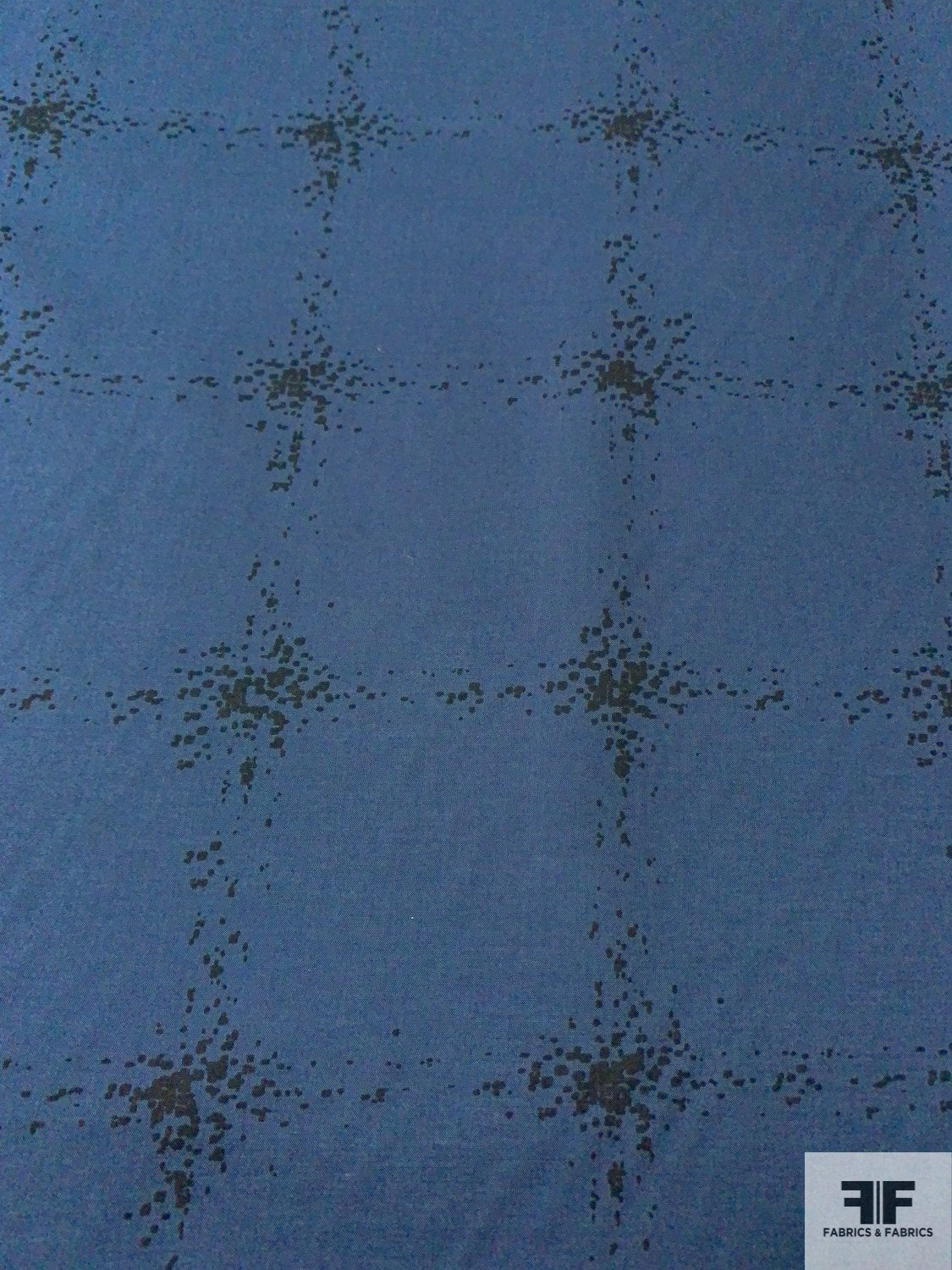 Optic Grid Printed Cotton Shirting - Navy / Black