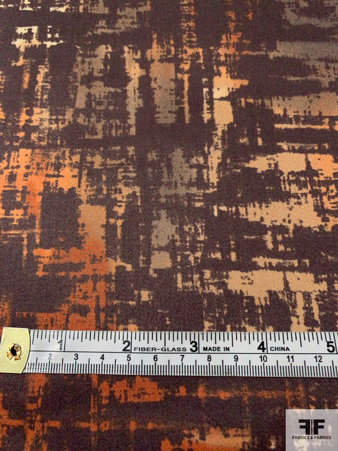 Abstract Graphic Printed Stretch Cotton Sateen - Shades of Brown
