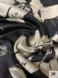 Beautiful Floral Reversible Brocade with Satin Finish - Black / Champagne