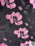 Beautiful Floral Reversible Brocade with Satin Finish - Pink / Black