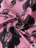 Beautiful Floral Reversible Brocade with Satin Finish - Pink / Black