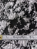 Floral Splatter Graphic Textured Brocade - Black / White