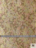 Italian Abstract Brocade with Fused Back - Pastel Yellow / Pink / Tan