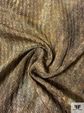 Italian Distressed-Look Circle in Square Slightly Textured Brocade - Antique Gold / Earth Tones