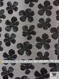 Floral Discs and Striped Brocade - Black / Dark Grey / Off-White