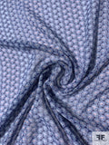 Small Jagged Shapes Printed Silk Chiffon - Navy / Blues / Orange