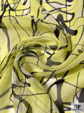 Painterly Splatter Printed Silk Chiffon - Yellow / Black / White