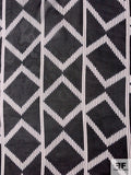 Geometric Lanes Printed Silk Chiffon - Black / White