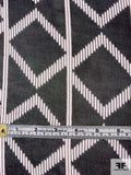Geometric Lanes Printed Silk Chiffon - Black / White