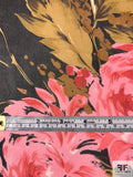 Romantic Floral Printed Silk Chiffon - Pinks / Black / Browns