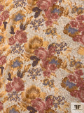 Rustic Floral Printed Silk Chiffon - Dusty Coral / Dusty Autumn