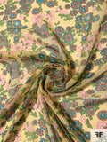 Jovial Floral Printed Silk Chiffon - Butter Yellow / Turquoise / Coral / Lime
