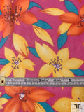 Vibrant Floral Printed Silk Chiffon - Hot Pink / Orange / Yellow / Turquoise