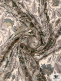 Rustic Paisley Leaf Printed Silk Chiffon - Earth Tones