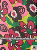 Groovy Floral Printed Silk Chiffon - Magenta / Pink / Green / Chartreause