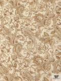 Rustic Paisley Printed Silk Chiffon - Cream / Tan / Fawn