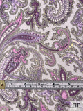 Paisley Printed Silk Chiffon - Shades of Purple / Orchid / Black / White