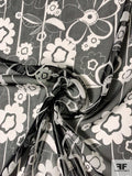 Groovy Floral Silhouette Printed Silk Chiffon - Black / White