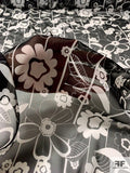 Groovy Floral Silhouette Printed Silk Chiffon - Black / White