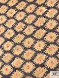 Amoeba Floral Printed Silk Chiffon - Bisque / Brown / Orange / Lime