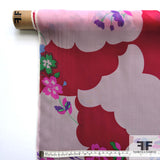 Graphic Floral Printed Silk Chiffon - Pink 