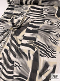 Abstract Printed Silk Chiffon - Black / Off-White / Cream / Grey