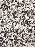 Whirling Splatter Silhouette Printed Silk Chiffon - Black / White
