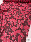 Floral Silhouette Printed Silk Chiffon - Berry Pink / Burgundy