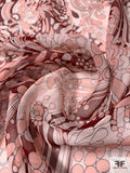 Abstract Splash Printed Silk Chiffon - Wine Red / Soft Pink / Off-White