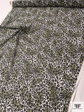 Animal Pattern Printed Silk Chiffon - Olive Green / Black / White