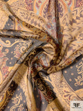 Regal Printed Silk Chiffon - Antique Gold / Black / Brown / Burgundy