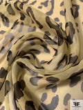Animal Pattern Printed Silk Chiffon - Ecru / Black / Tan