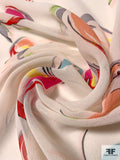 Painterly Peaches Printed Silk Chiffon - Multicolor