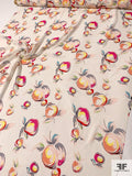 Painterly Peaches Printed Silk Chiffon - Multicolor