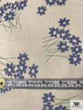 Wispy Floral Printed Silk Chiffon - Navy / Pale Powder Green