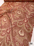 Regal Paisley Printed Silk Chiffon - Burnt Red / Burnt Orange / Off-White
